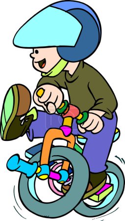Téléchargez les illustrations : Dessin vectoriel d'un garçon avec un vélo - en licence libre de droit