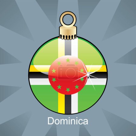 Illustration for Christmas bauble with flag dominica - Royalty Free Image