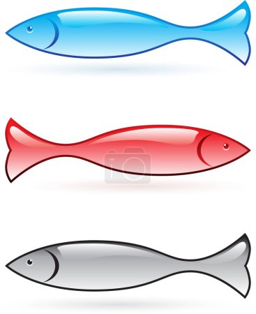 Téléchargez les illustrations : Icône de poisson sur fond blanc - en licence libre de droit