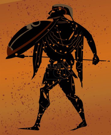 Ilustración de Ilustración vectorial del guerrero antiguo con lanza - Imagen libre de derechos
