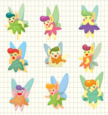 Illustration for Cartoon cute fairy tale set of different poses - Royalty Free Image