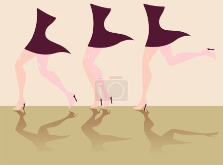 Ilustración de Silueta de mujer en un vestido negro corriendo - Imagen libre de derechos