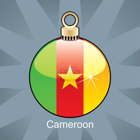 Illustration for Christmas bauble with flag cameroon - Royalty Free Image