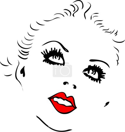 Illustration for Beautiful girl with red lips, vector illustration - Royalty Free Image