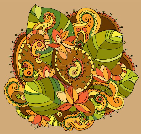 Ilustración de Abstracto doodle floral dibujado a mano fondo. ilustración vectorial - Imagen libre de derechos