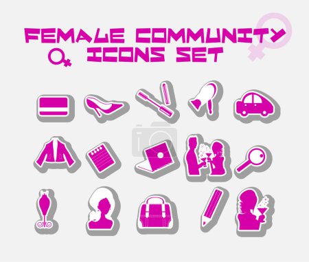 Ilustración de Establecer iconos con el género femenino - Imagen libre de derechos