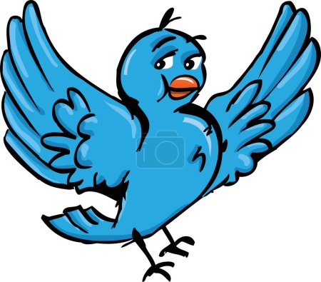 Téléchargez les illustrations : Illustration de dessin animé oiseau bleu - en licence libre de droit
