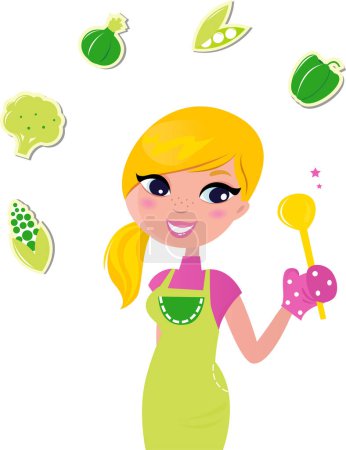 Illustration for Cute girl and vegetables - Royalty Free Image
