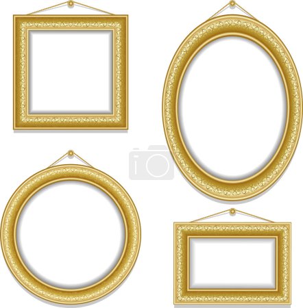 Ilustración de Conjunto de marcos dorados aislados sobre fondo blanco - Imagen libre de derechos
