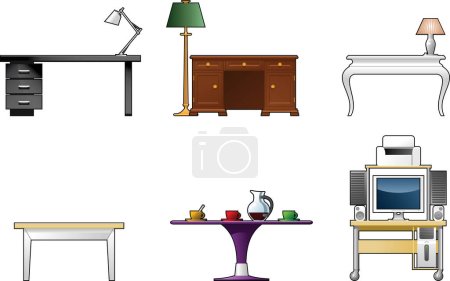 Illustration for Office interior set icons - Royalty Free Image