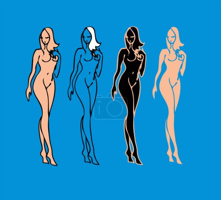 Illustration for Vector set of female nacked models - Royalty Free Image