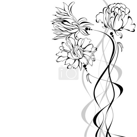 Téléchargez les illustrations : Beau design floral avec des fleurs - en licence libre de droit