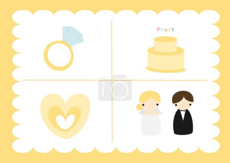 Illustration for Wedding couple with a picture - Royalty Free Image