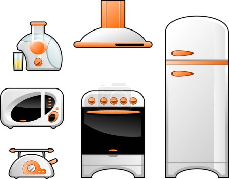 Téléchargez les illustrations : Ensemble vectoriel d'appareils de cuisine - en licence libre de droit
