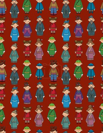 Illustration for Cartoon characters pattern with colorful people - Royalty Free Image
