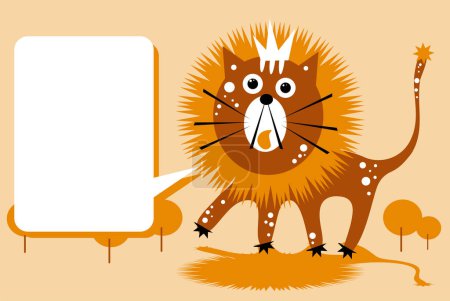 Téléchargez les illustrations : Personnage de lion de bande dessinée avec bulle de parole. illustration vectorielle. - en licence libre de droit