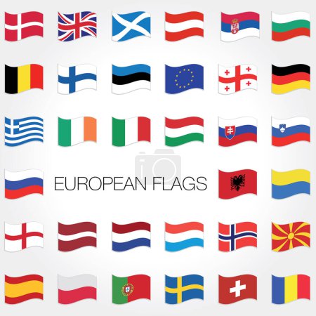 Téléchargez les illustrations : Drapeaux de l'Union européenne, illustration vectorielle - en licence libre de droit