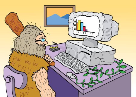 Illustration for Cartoon man at the computer - Royalty Free Image