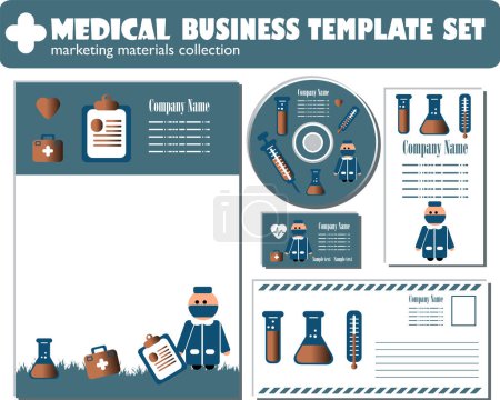 Ilustración de Conjunto médico y sanitario de diseño plano - Imagen libre de derechos