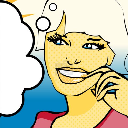 Téléchargez les illustrations : Pop art femme avec bulle vocale - en licence libre de droit