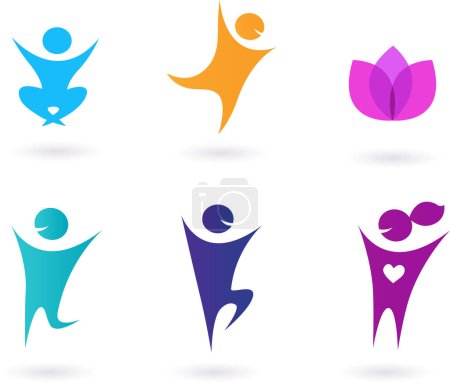 Téléchargez les illustrations : Icônes vectorielles pour le yoga et la méditation - en licence libre de droit