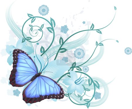 Illustration for Vector illustration with beautiful butterflies, floral and flowers - Royalty Free Image