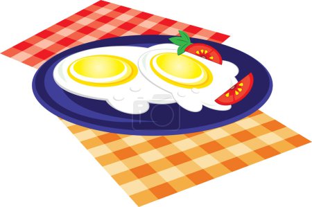 Téléchargez les illustrations : Oeuf de petit déjeuner aux tomates, illustration vectorielle moderne - en licence libre de droit