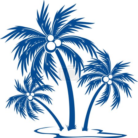 Téléchargez les illustrations : Illustration vectorielle silhouette palmier - en licence libre de droit