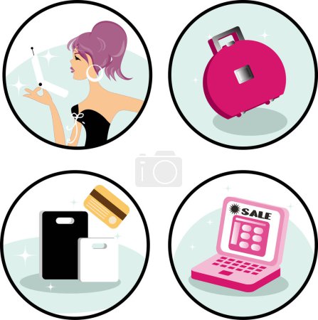 Illustration for Vector illustration of a set of a woman travel - Royalty Free Image