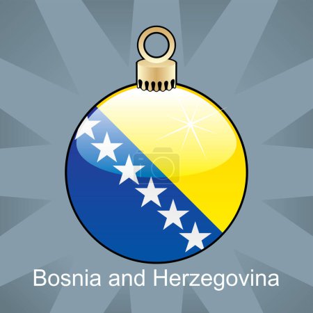 Illustration for Christmas bauble with Bosnia and Herzegovina flag - Royalty Free Image