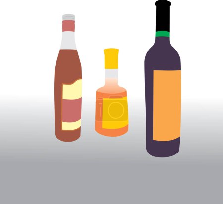 Téléchargez les illustrations : Ensemble de bouteilles de boisson alcoolisée - en licence libre de droit