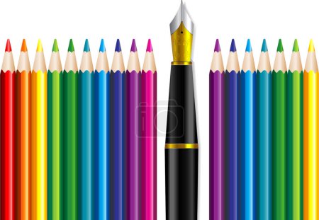 Téléchargez les illustrations : Ensemble de crayons sur fond blanc - en licence libre de droit