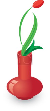Téléchargez les illustrations : Fleur rouge en pot illustration - en licence libre de droit
