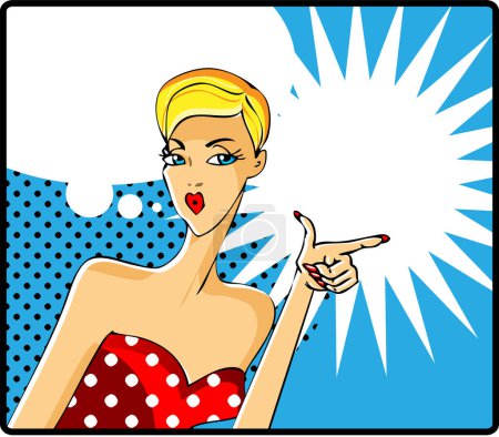 Illustration for Pop art retro woman with speech bubble - Royalty Free Image