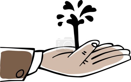 Illustration for Hand holding a tree plant, modern vector illustration - Royalty Free Image