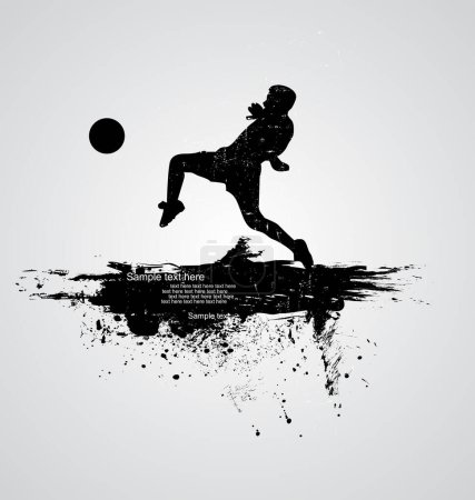 Illustration for Football player silhouette in grunge black background. - Royalty Free Image