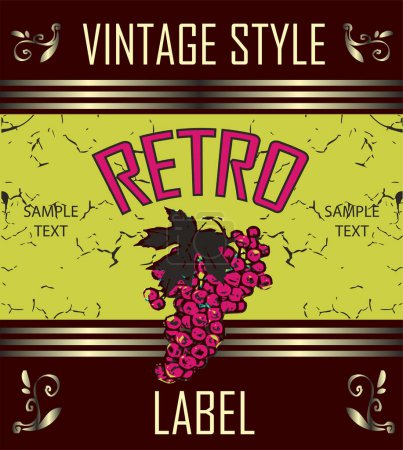 Ilustración de Vector etiqueta vintage: vino - Imagen libre de derechos