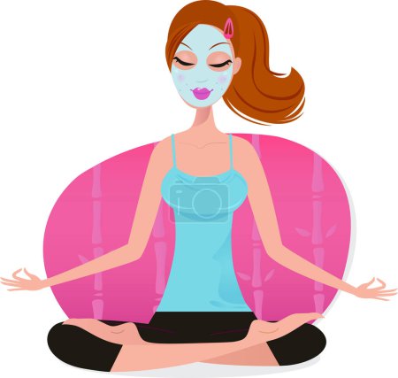 Téléchargez les illustrations : Jeune femme pratiquant le yoga - en licence libre de droit