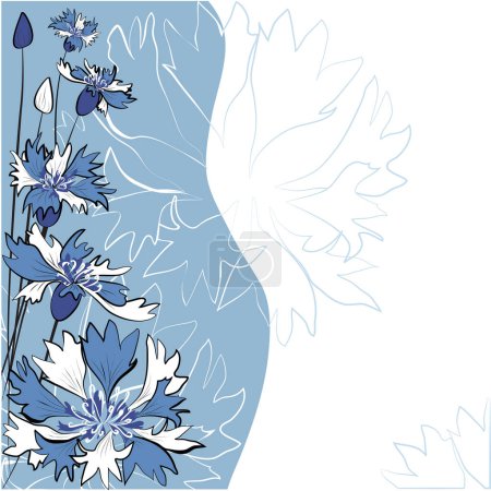 Ilustración de Tarjeta floral con flores, vector moderno ilustración - Imagen libre de derechos