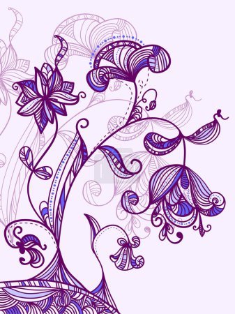 Ilustración de Fondo de vector dibujado a mano floral - Imagen libre de derechos