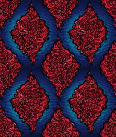 Ilustración de Patrón abstracto sin costuras en tonos rojos y azules. - Imagen libre de derechos