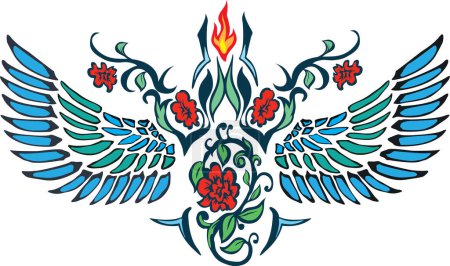 Illustration for Ornament with wings, vector illustration - Royalty Free Image