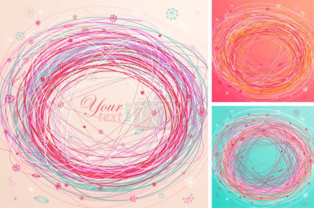 Illustration for Set of abstract backgrounds with colorful round frame and circles - Royalty Free Image