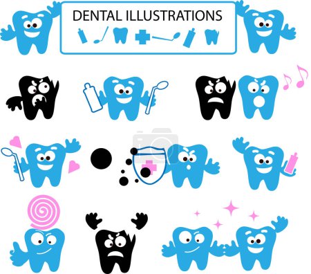 Téléchargez les illustrations : Collection ivon dentaire, illustration vectorielle moderne - en licence libre de droit