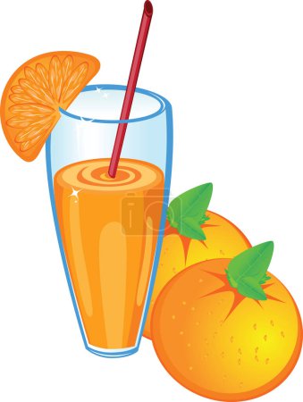 Ilustración de Jugo de naranja con rodajas de naranja - Imagen libre de derechos
