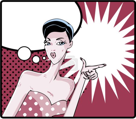 Illustration for Retro comic woman with speech bubble - Royalty Free Image