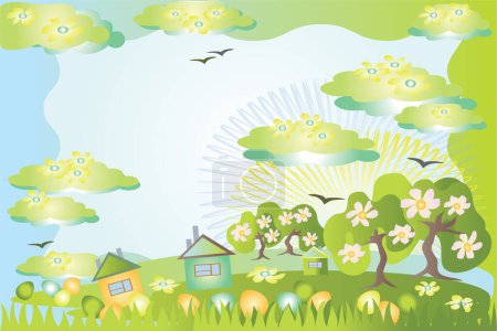 Illustration for Spring landscape. vector illustration - Royalty Free Image
