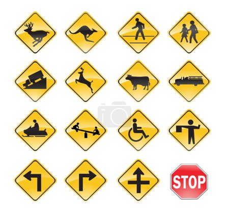 Illustration for Set of vector road signs - Royalty Free Image