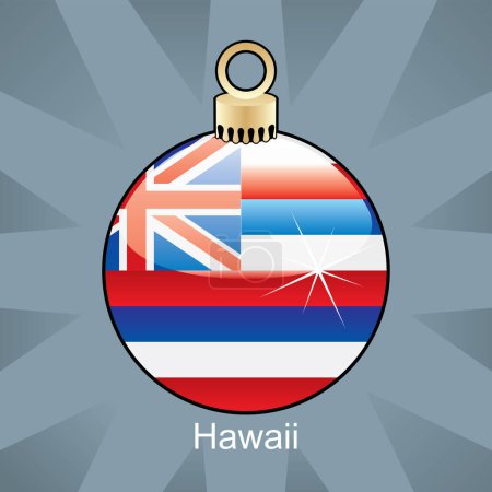 Illustration for Christmas bauble with flag hawaii - Royalty Free Image