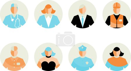 Illustration for People in different poses, modern vector illustration - Royalty Free Image